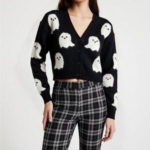 Cider oversized Black Ghost Pattern Sweater sz xs